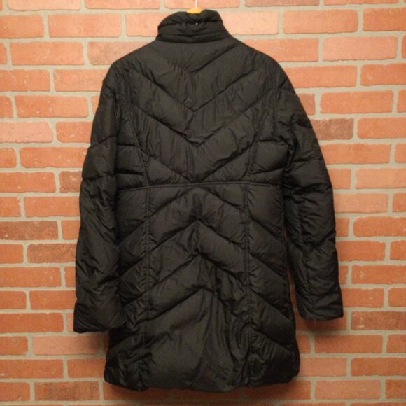 J Crew Womens Down Puffer Coat Size L Black Midi Length Zip Up Winter Jacket - Picture 3 of 8